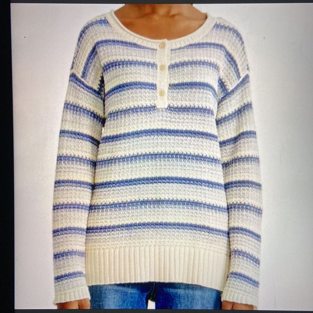 CHAPS Women’s Henley Long Sleeves Sweater Plus Size XXL